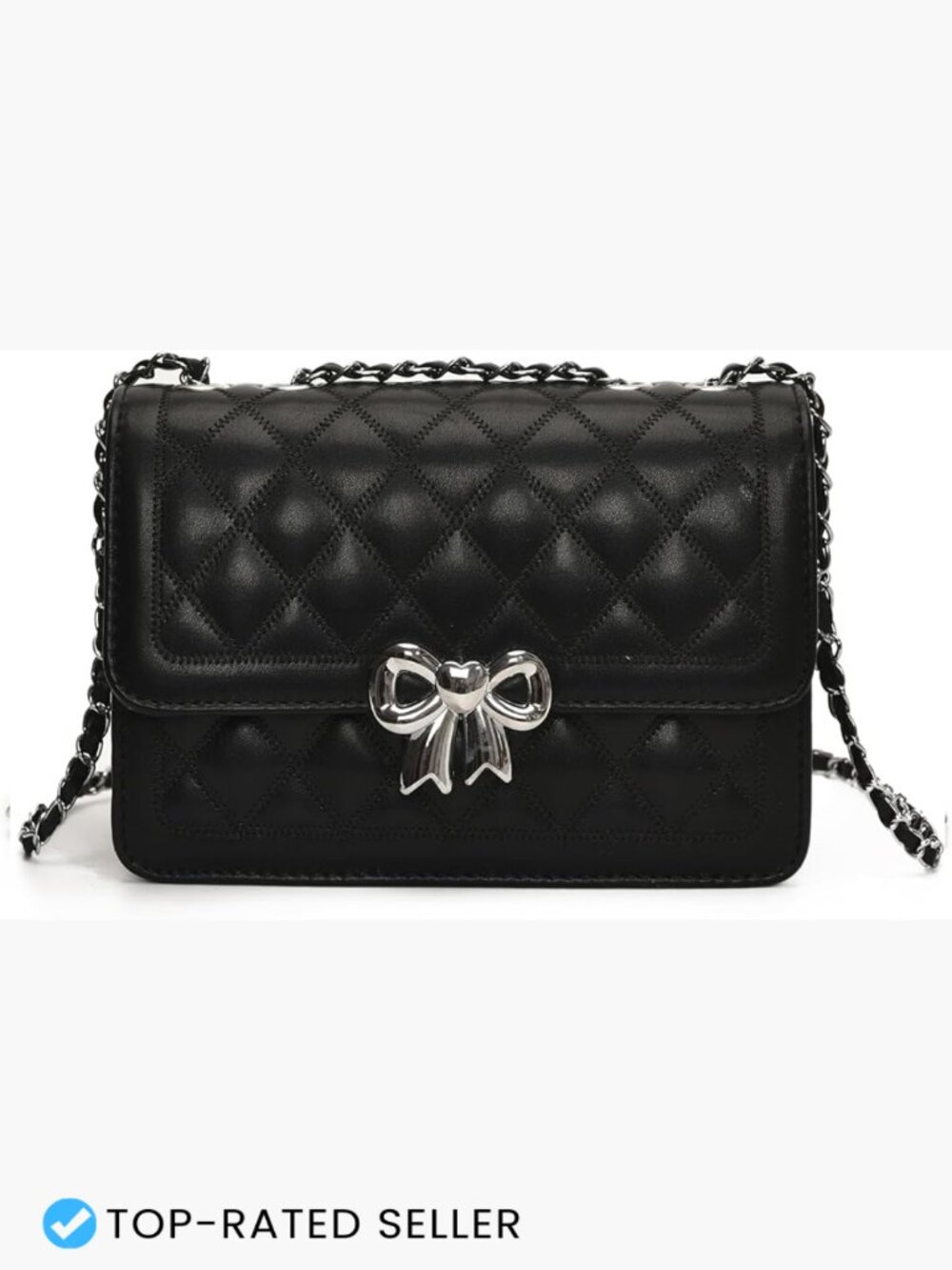 Quilted Crossbody Bag Small PU Leather Shoulder Purse with Chain Strap Elegant